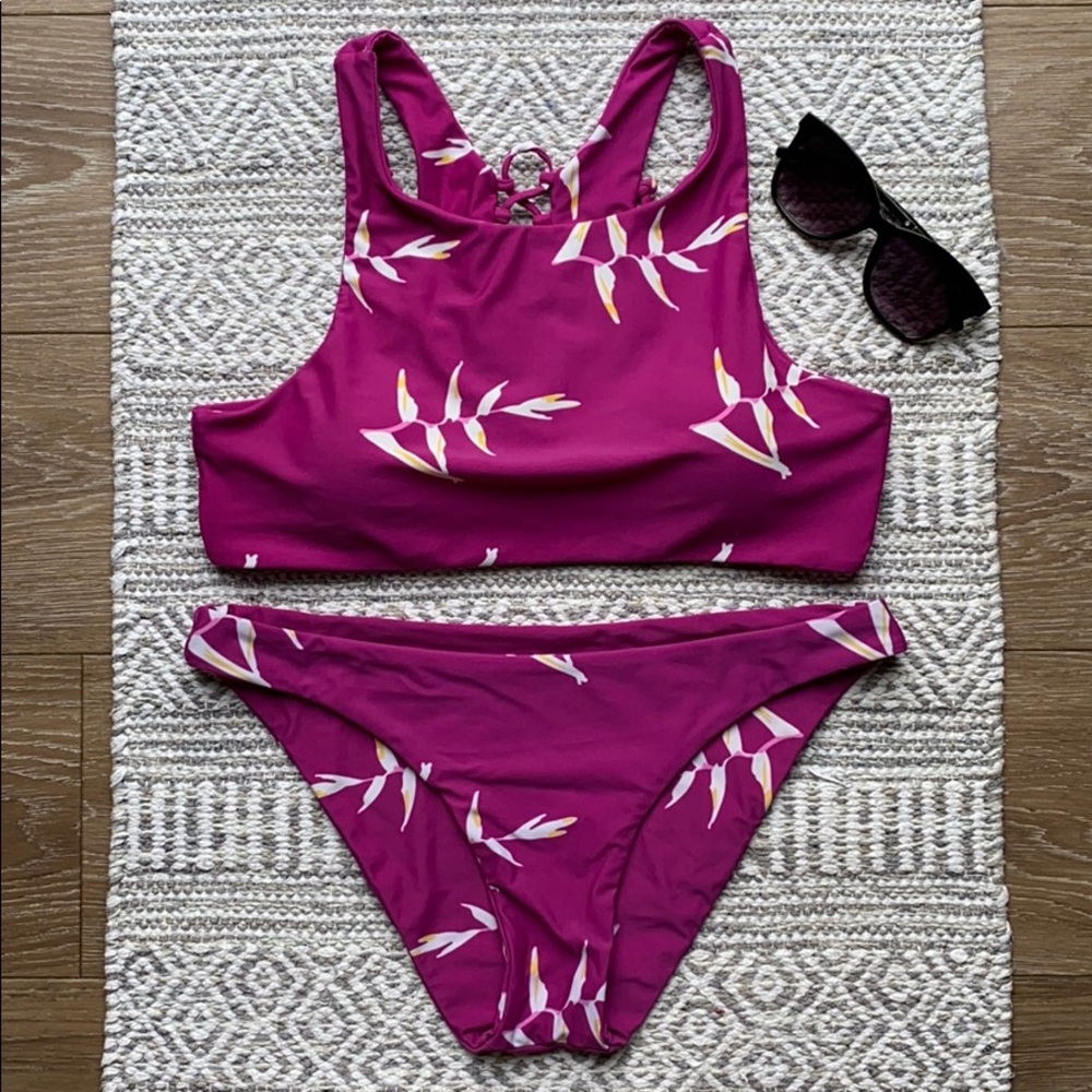 Magenta Birds of Paradise CUPSHE Bikini
